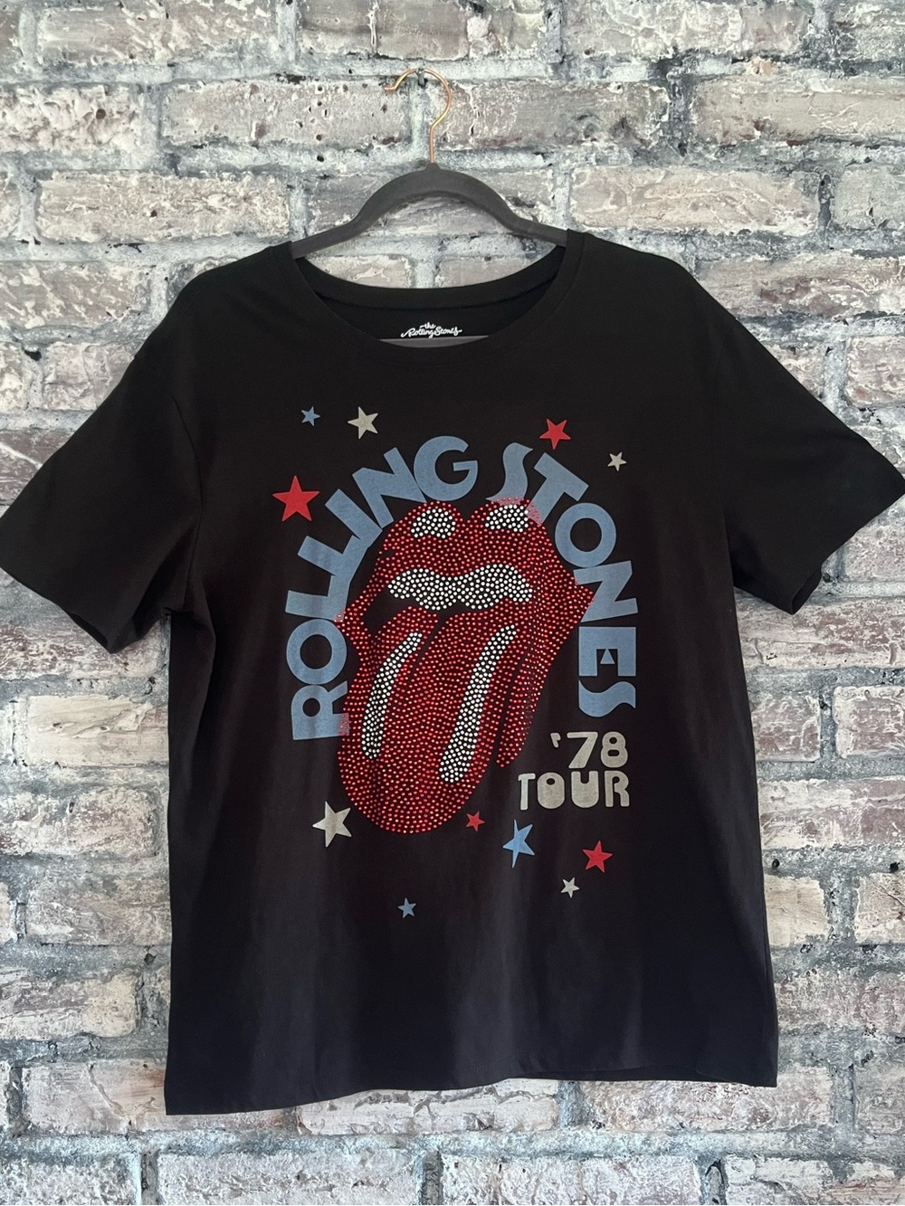 Rolling Stones 78 Tour Graphic Tee with Rhinestone tongue in excellent condition